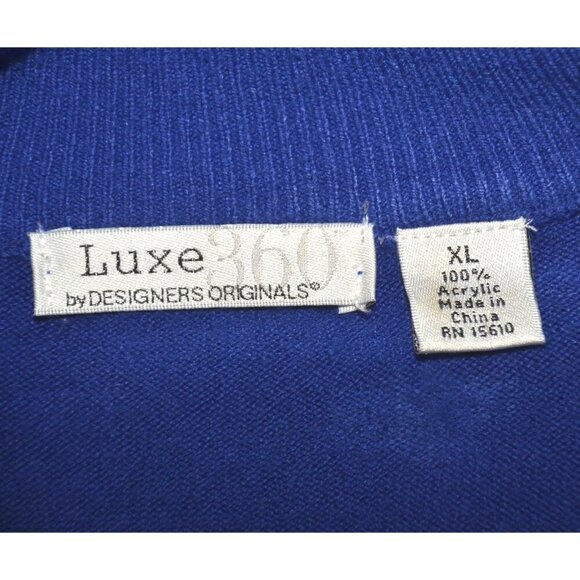 Designers Original Luxe 360 Ladies Blue Mock Neck Sweater Size XL Shoulder Zip - Picture 7 of 8